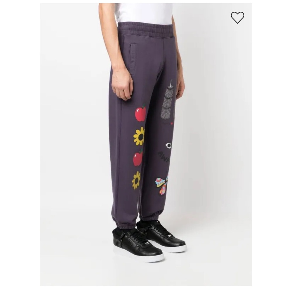 Awake NY MENS GRAPHIC PRINT ELASTICATED TRACK PANTS L - Picture 3 of 10